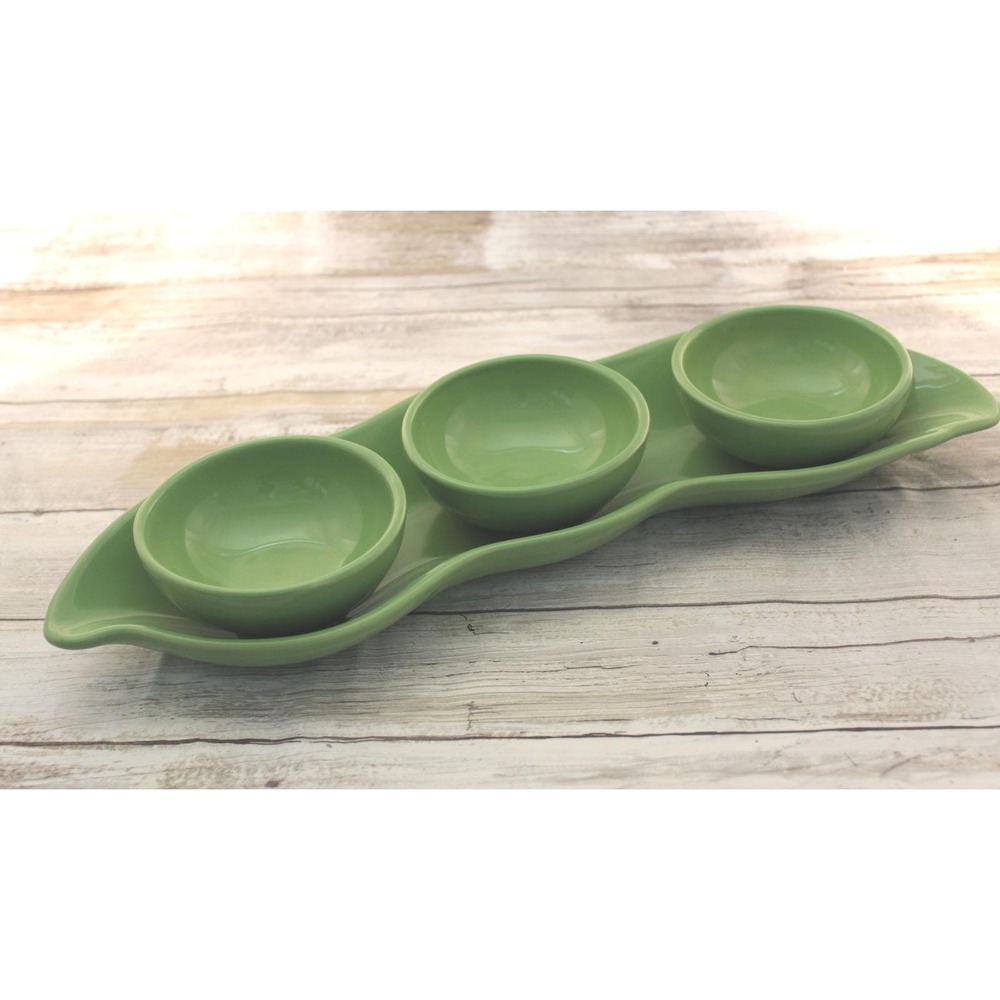 Vintage Peapod Condiment Serving Tray‎ & Bowl Set by Boston Warehouse